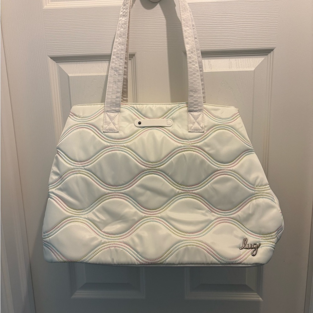 Lug White with Rainbow Stitching Quilted Women's Bag